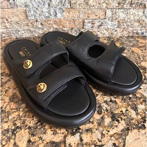 Smiley X Joshua Sanders Black Leather Sandals